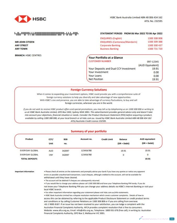 Download Australia HSBC bank st version 2 Photoshop template